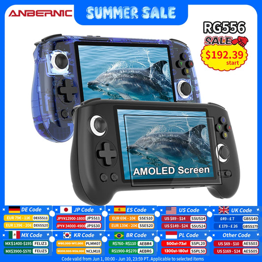 Anbernic RG556 Handheld Game Console Unisoc T820 Android 13 5.48 inch AMOLED Screen 5500mAh WIFI Bluetooth Retro Video Players