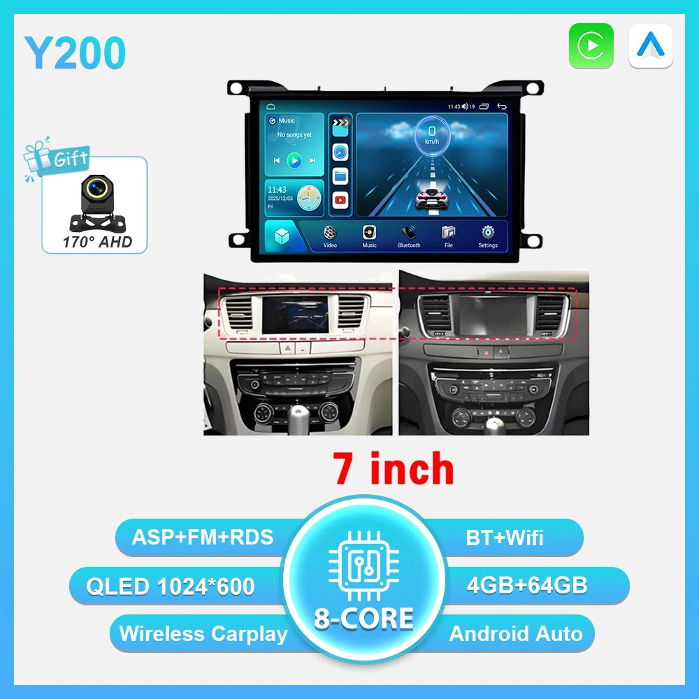 Android Car Stereo for Peugeot 508 & Citroen DS5 (2011–2018) — CarPlay, Android Auto, GPS, DSP, 4G, WiFi