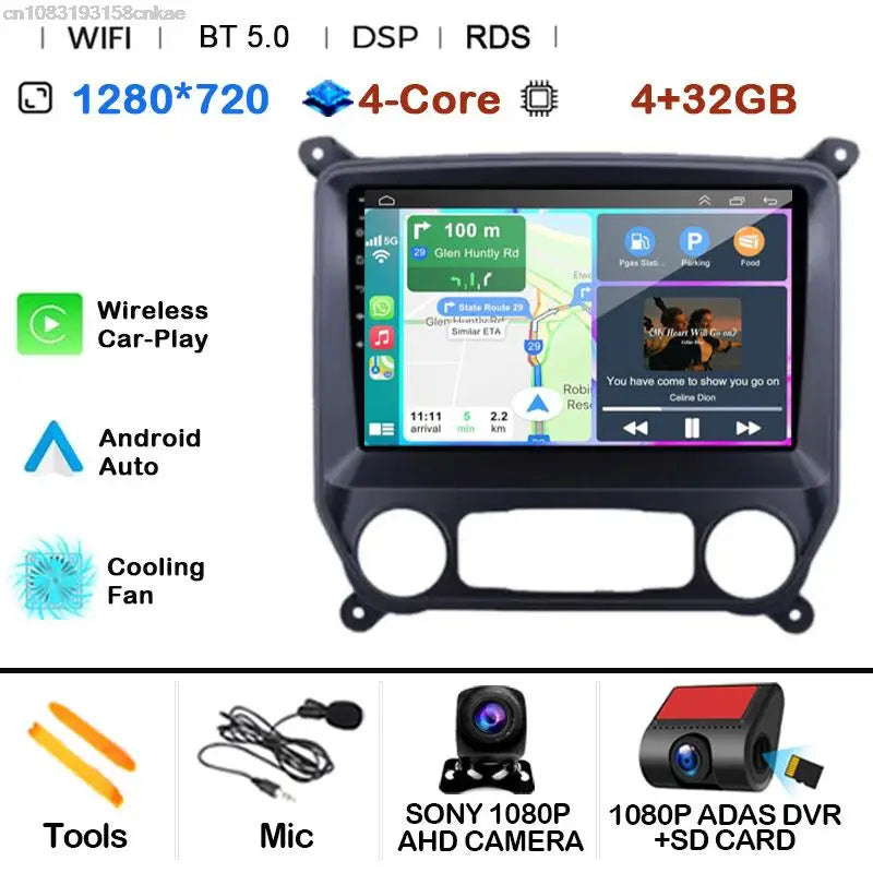 Car Radio Android 15 For Chevrolet Colorado 2014 - 2018 For Silverado GMC Sierra VIA Vtrux Truck 2014 - 2018 Carplay Stereo Auto