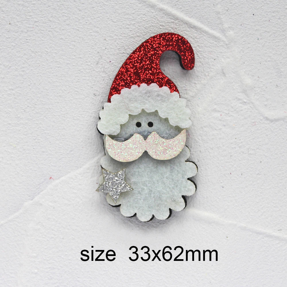 10pcs Glitter Padded Applique Reindeer with Red Nose  for DIY Christmas Hair Clips Bow Accessories Felts Supply Party Decor