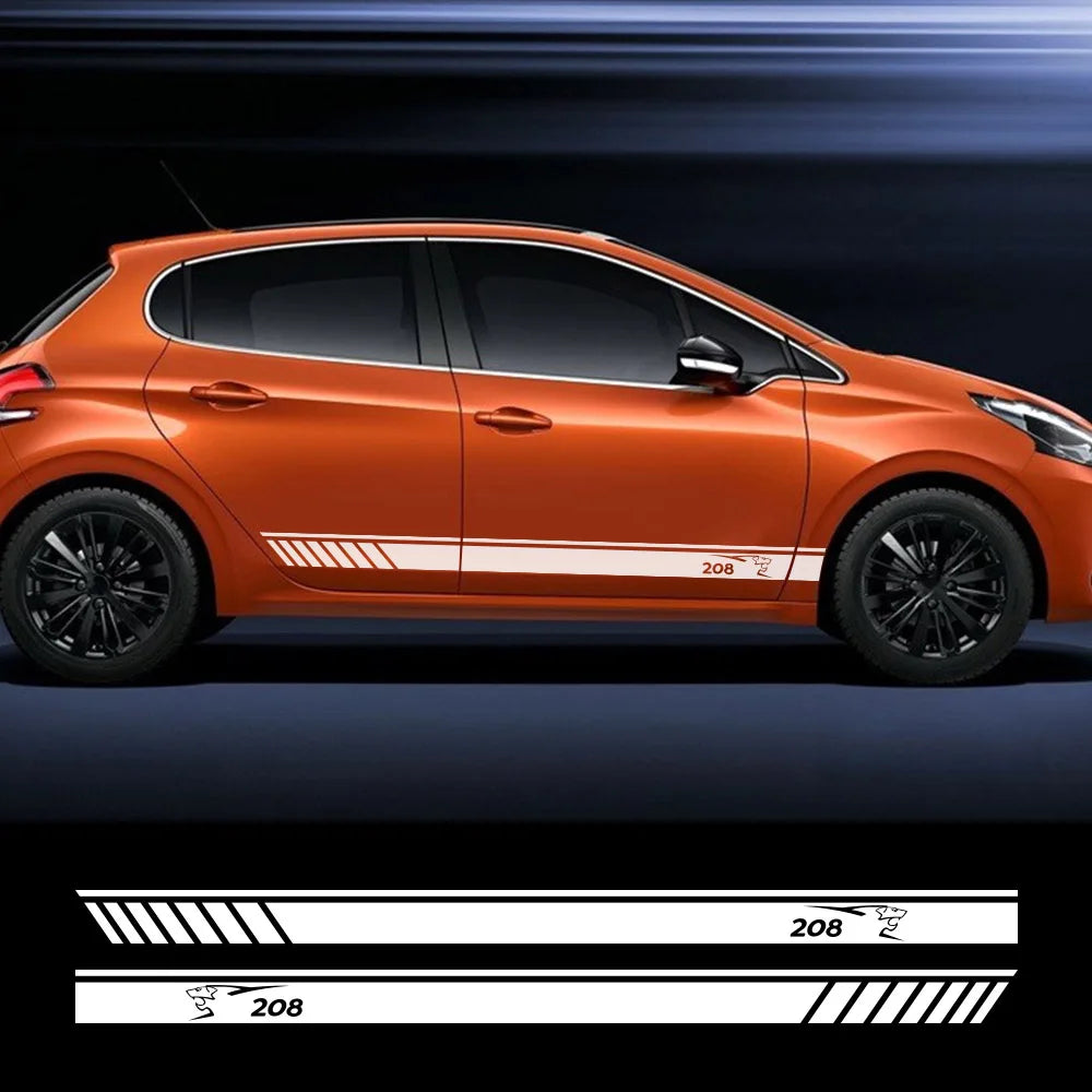 Car Door Side Stripe Decal – Vinyl Film Compatible with Peugeot 206 207 208 307 308 407 408 508 2008 5008 RCZ