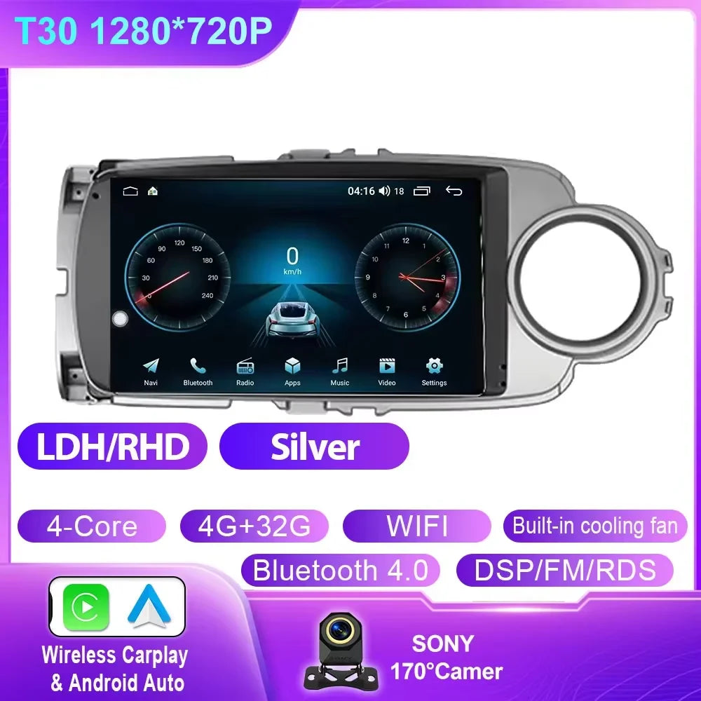 Car Stereo with Apple CarPlay & Android Auto, Compatible with Toyota Yaris (2012-2017)