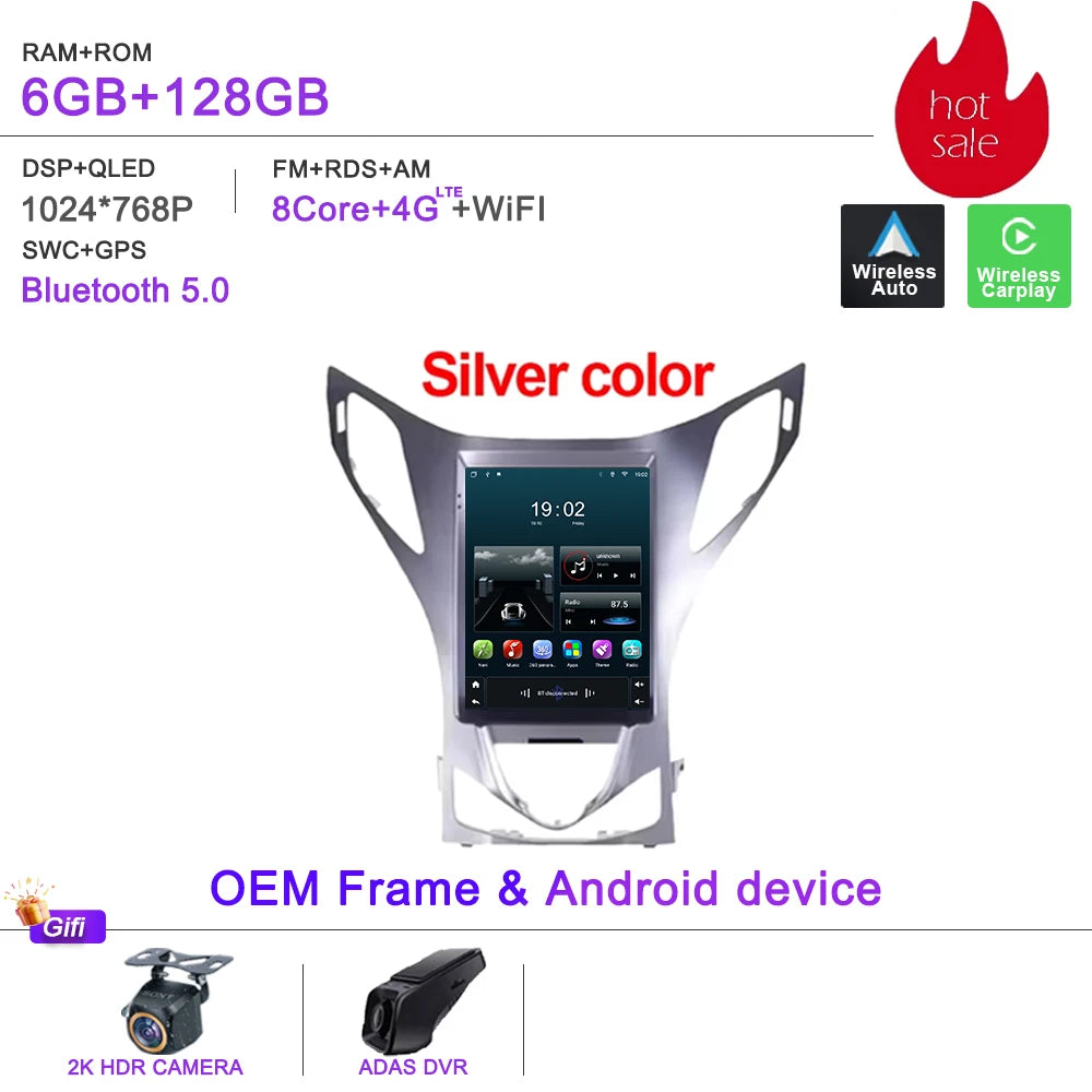 9.7" Car Stereo with Apple CarPlay & Android Auto, Compatible with Hyundai Azera (2011-2012)