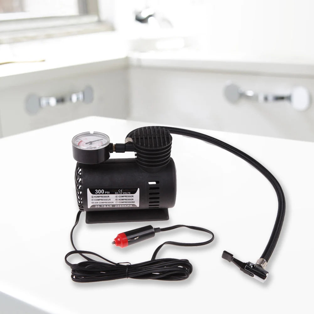 12V Portable Air Compressor with Pressure Gauge Smart Tire Pump Auto Tire Infaltor Pump for Moto Bike Car Tyre