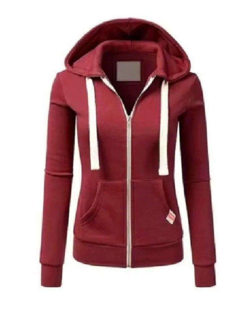 Women's Zip Up Hooded Sweatshirt - Casual Long Sleeve Jacket - photo 4