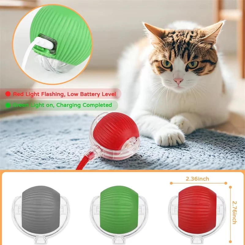Automatic Rolling Cat Ball with Faux Tail, Rechargeable