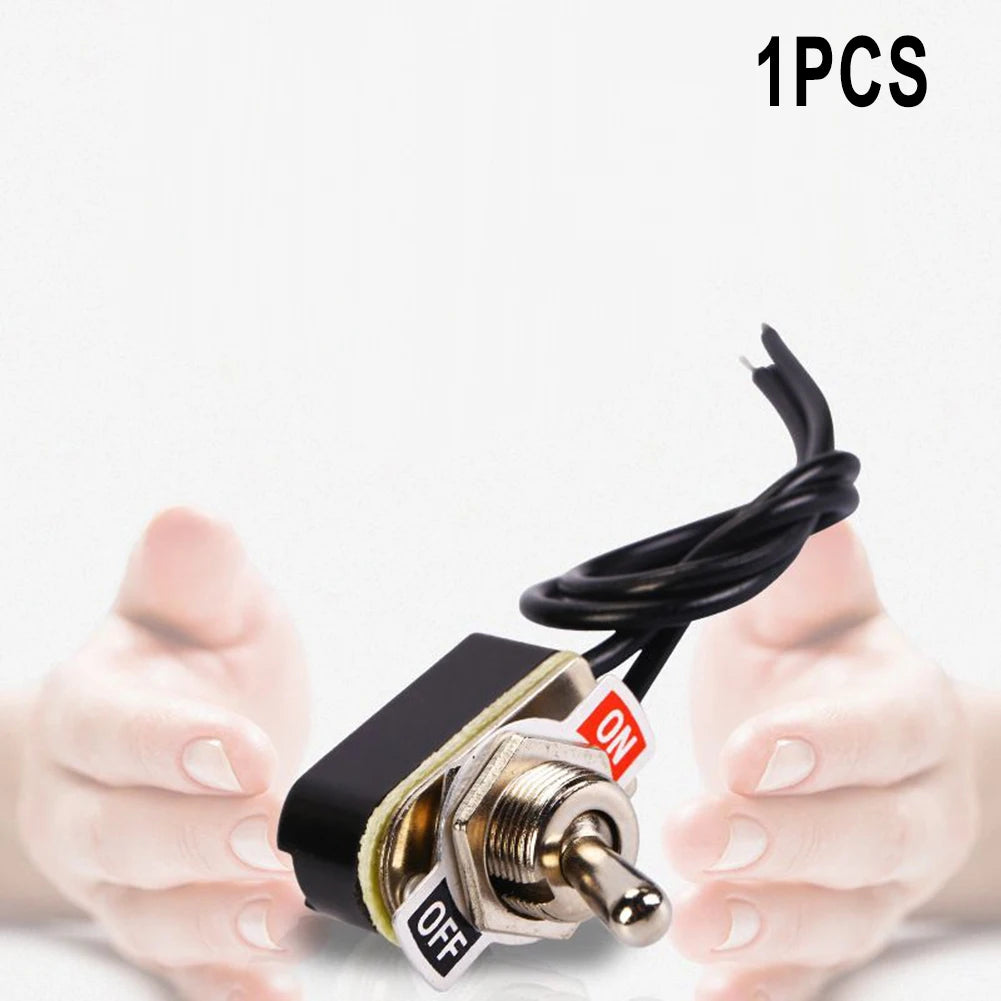 SPST 6A Toggle Switch Rocker SPST Contacts Switch Toggle With Wire Switch 12mm Cutout 1PCS 6A/125V Black+Silver