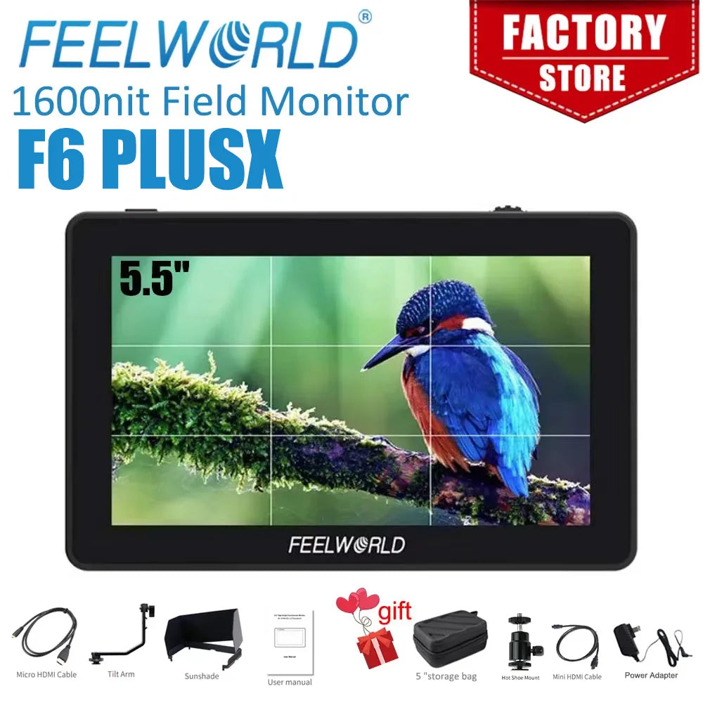 FEELWORLD F6 PLUSX Touch Screen 5.5 Inch Portable Monitor Accurate Waveform Monitoring Camere DSLR 3D LUT Full HD 1920x1080