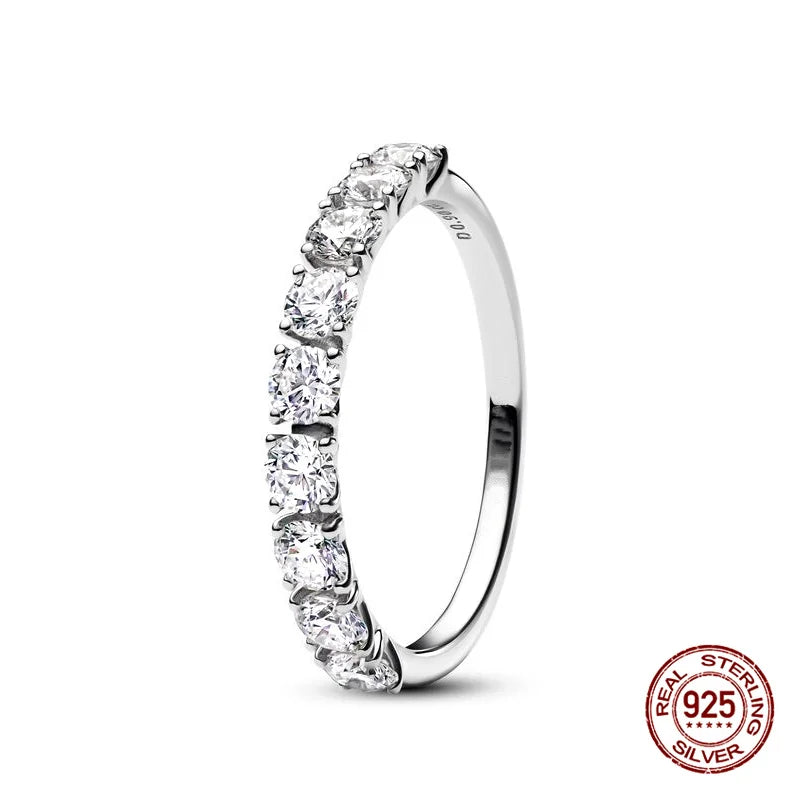 New in 925 Sterling Silver Sun and Moon Love Princess Zircon Oxide Enamel Heart Love Rings Fashion Fine Jewelry For Women Gifts