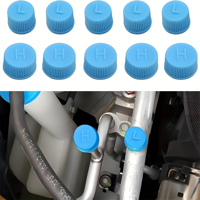 10Pcs/Set Car Air Conditioner Dust Valve Caps for R134A AC System,AC Low/High Pressure Port Cap Replacement Air Conditioner Seal