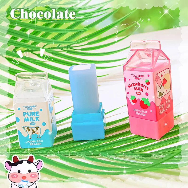 cute Aesthetic stationery back to school supplies stationery Kawaii  Erasers milk rubber teacher supplies school stuff equipment