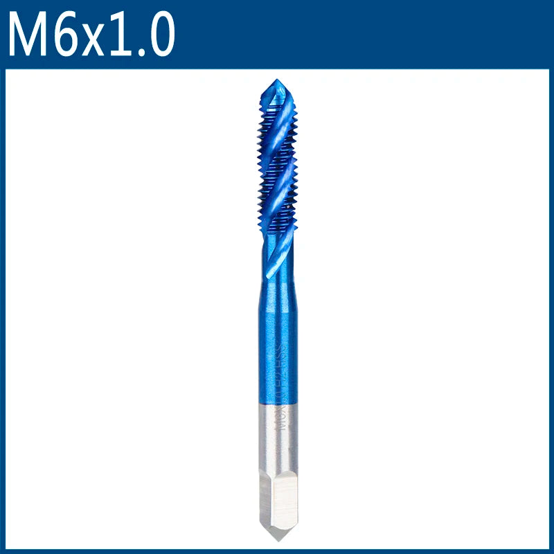 XCAN Metric Screw Tap 1pc HSS M2-M6 Thread Tap Nano Blue Coated Machine Plug Tap Threading Tools Spiral Tap Drill