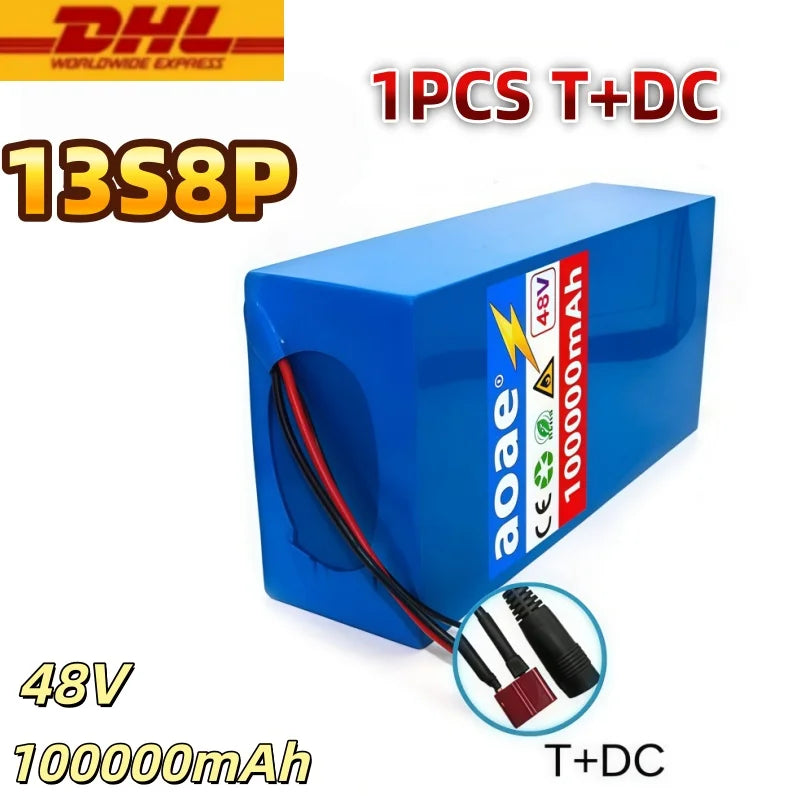 48V 100000mAh 13S8P Battery 2000W Lithium Ion Battery Pack with 50A BMS & Charger