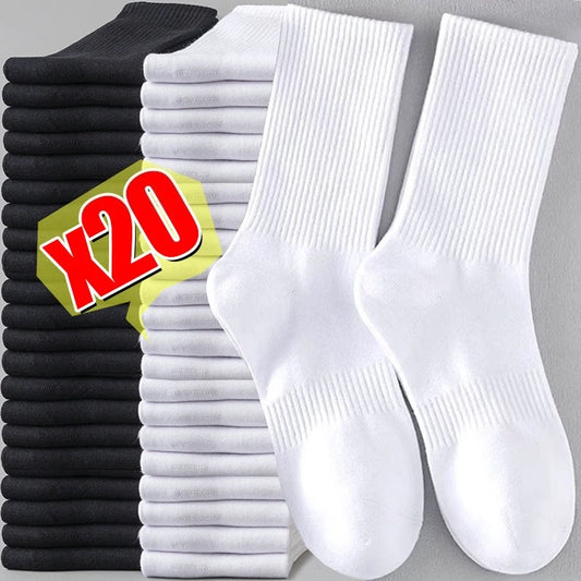 Men's Cotton Crew Socks — White, 1 & 10-Pair Packs, Plus Size