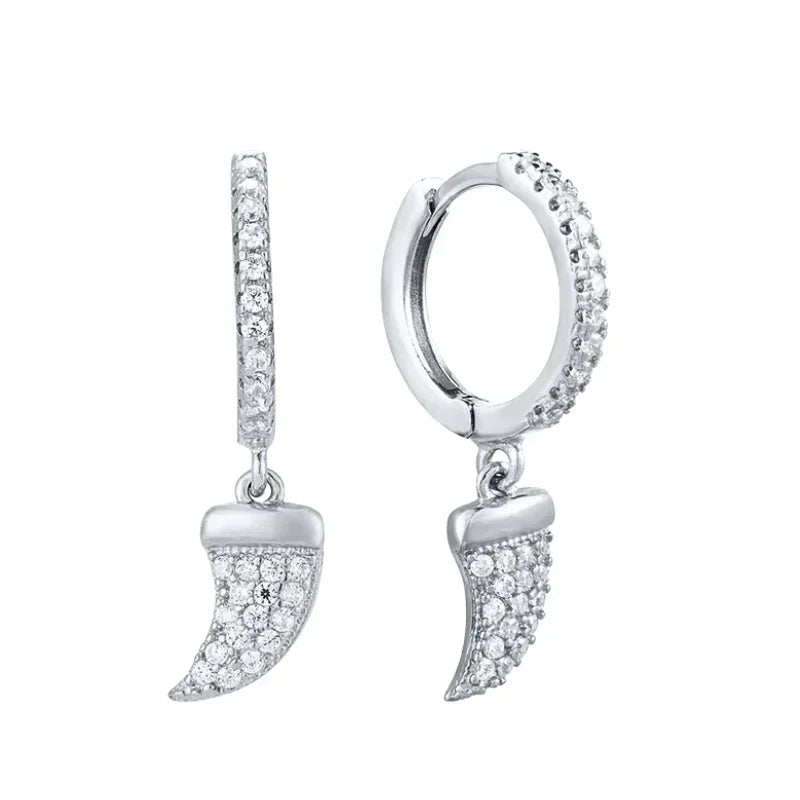 925 Sterling Silver Tassel Hoop Earrings for Women - White Zircon