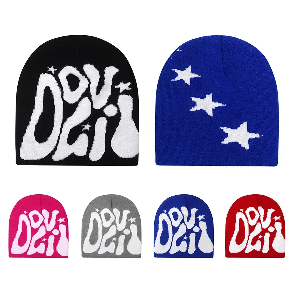 Y2K Letter Knit Beanie, Warm Ski Hat