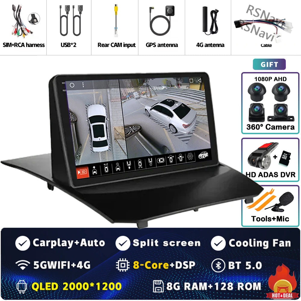 Plug and Play Android 16 Carplay Auto Qualcomm Screen Car Radio Player For Ford Fiesta 2011-2015 GPS DSP Stereo BT Navigation 4G