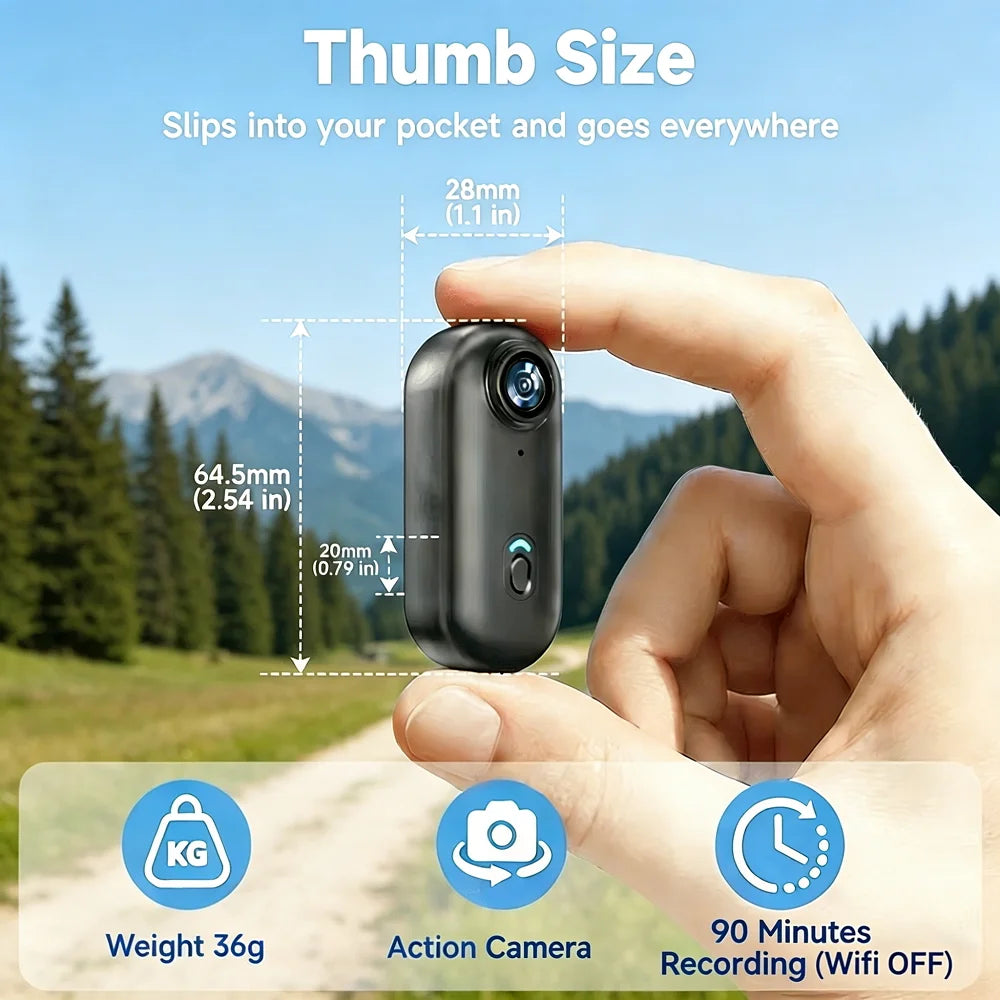 4K Mini Vlog Camera — Portable WiFi Action Body Cam