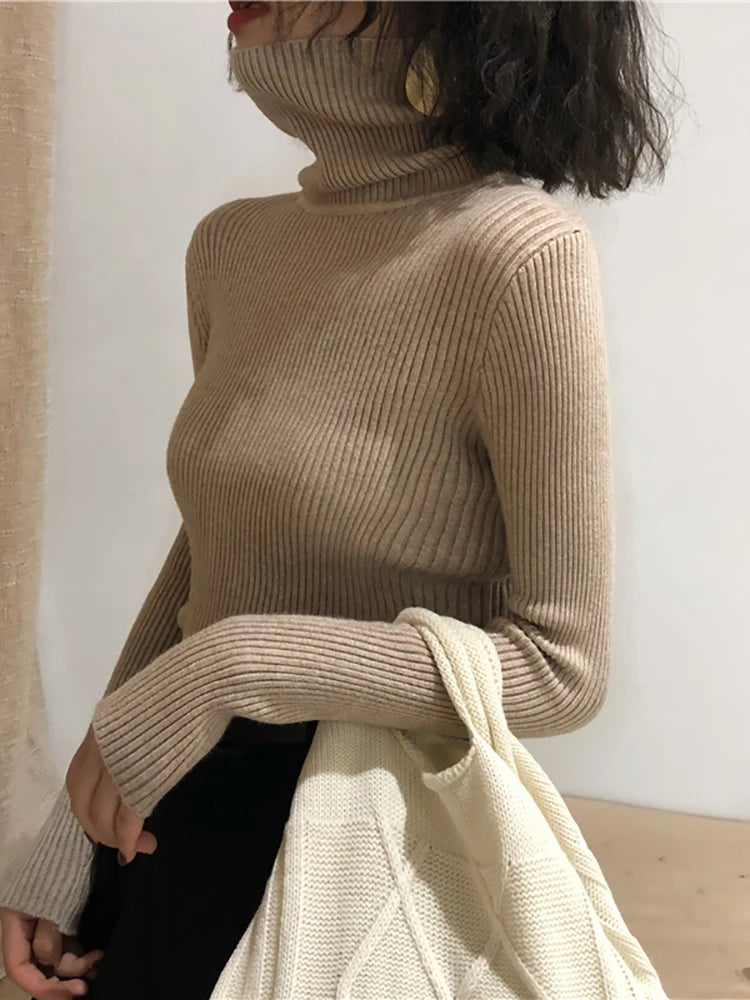 Women's Korean turtleneck sweater, slim knit — view 5 of 20