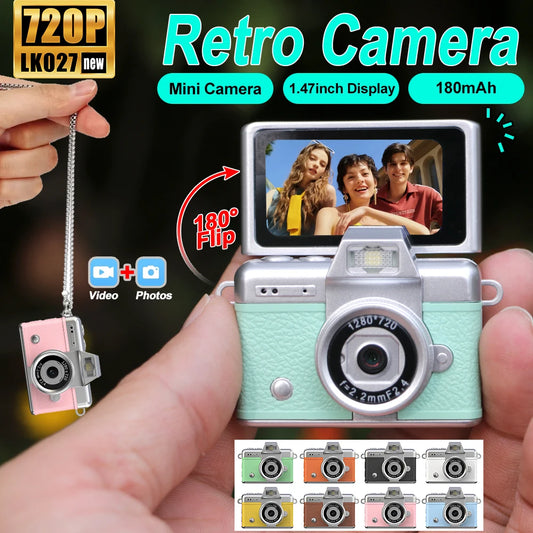 Mini Digital Camera with 180° Flip Selfie Screen & Filters for Kids