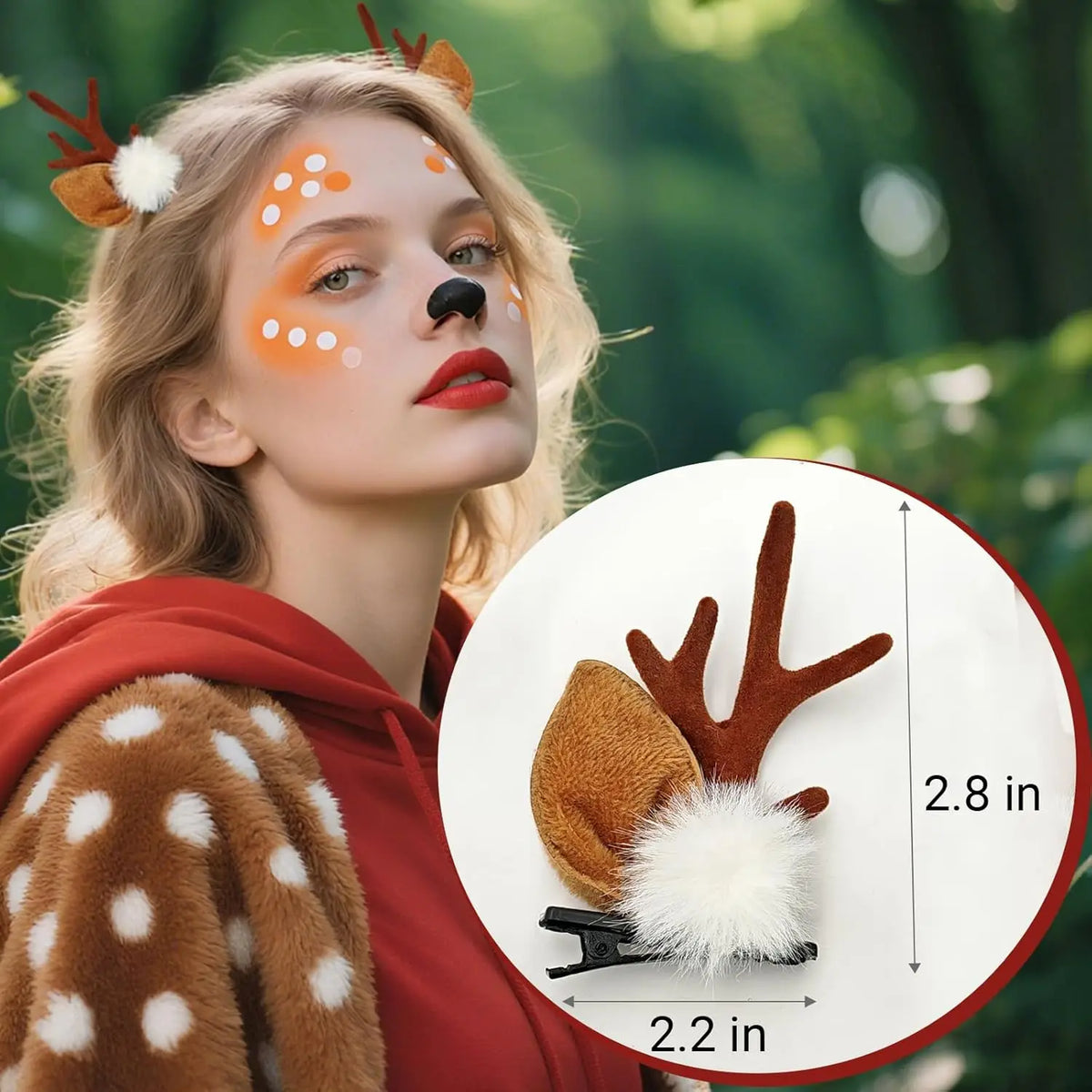 1/2Pairs Christmas Reindeer Antlers Deer Ears Headband for Women Cute Christmas Hair Clips Accessory