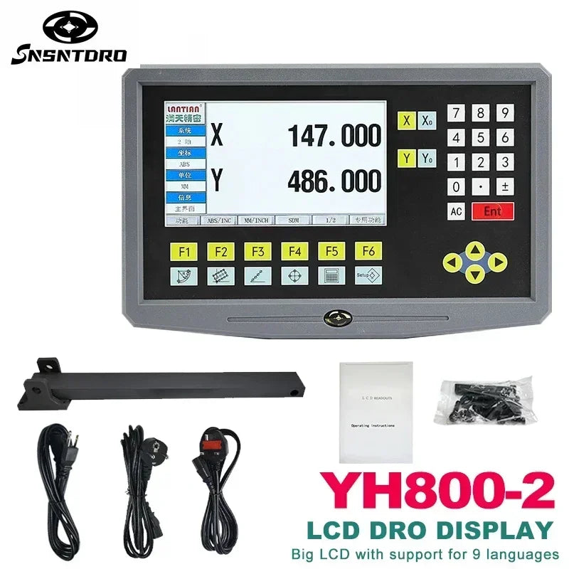 LCD DRO  Display YH800-2 2 Axis  19 language AC90-260V Displacement sensor  50-1000mm Linear Scale Encoder Grating Ruler