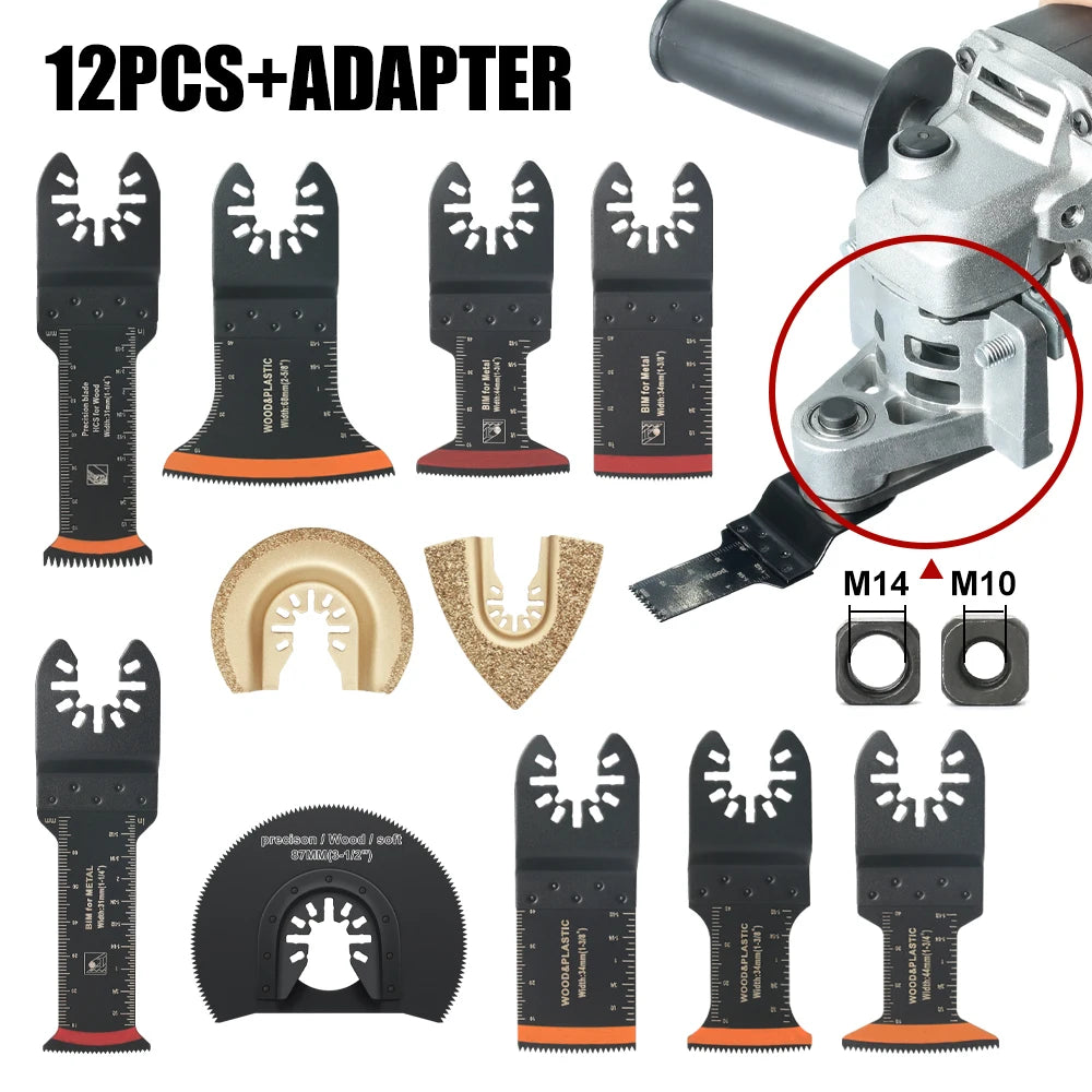 Japanese Tooth Carbide Oscillating Saw Blade Kit 10-39Pcs Arc Edge Oscillating Multitool Blades Precise Cut for Wood PVC Iron