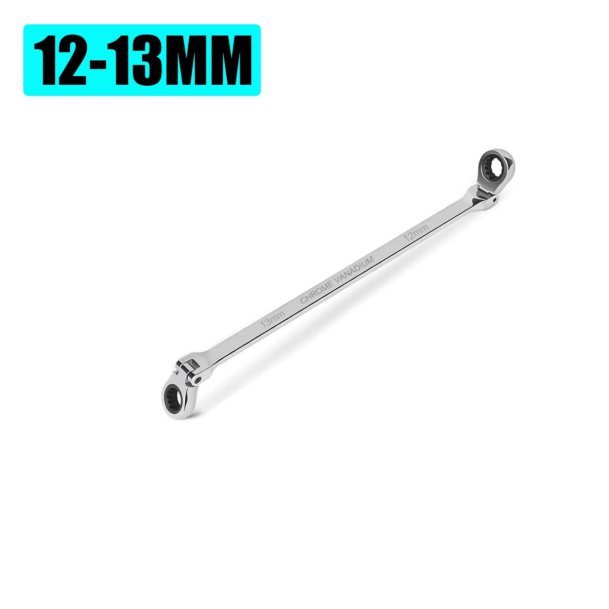 Extra Long Flex-Head Ratcheting Wrench Set, Double Box End Wrench Set, Metric 8-19mm, CR-V Steel