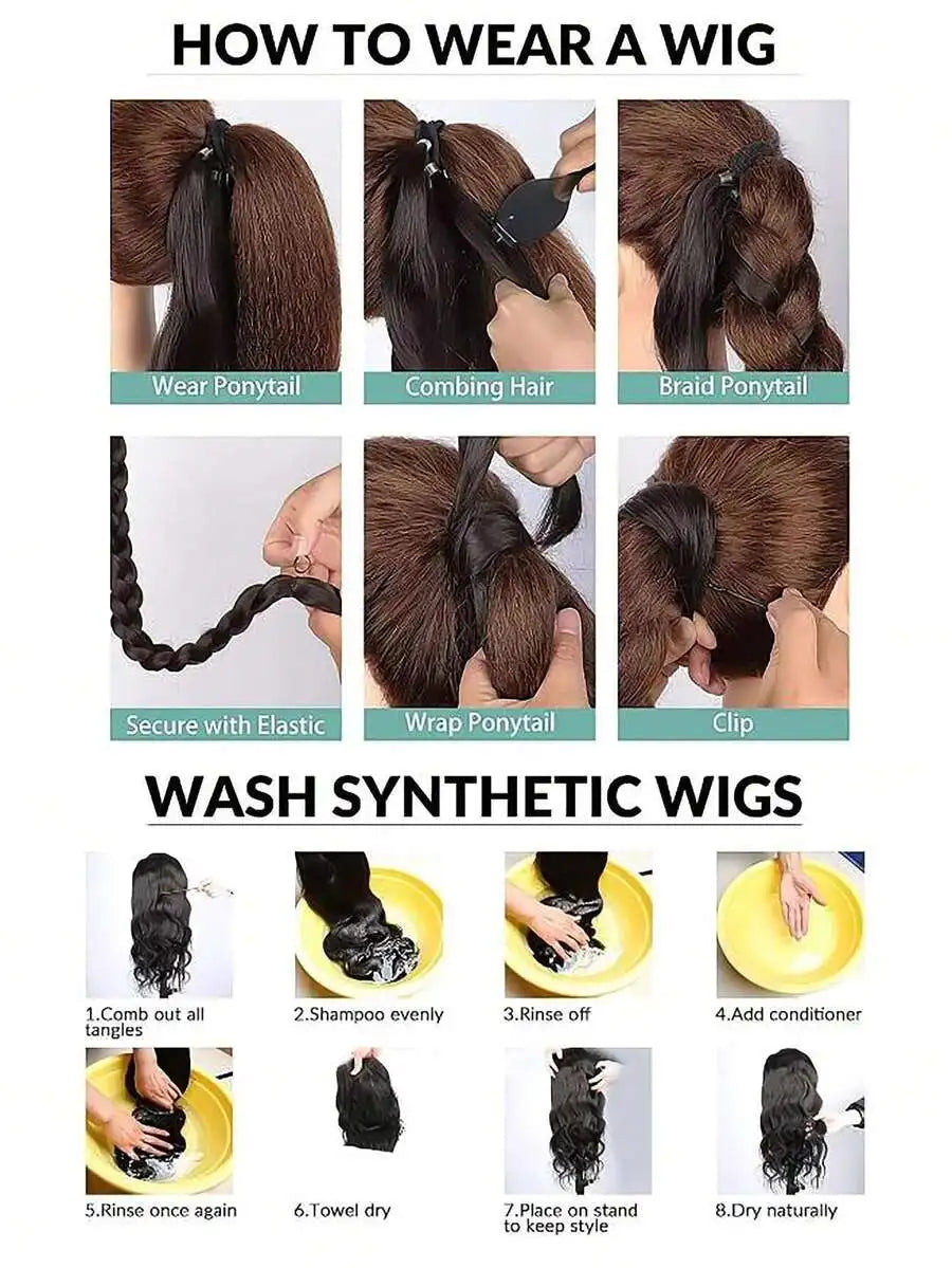 18"/26"/30" Straight Synthetic Hair Extensions, Braided Ponytail, With Soft Scrunchie, Suitable For Daily Use