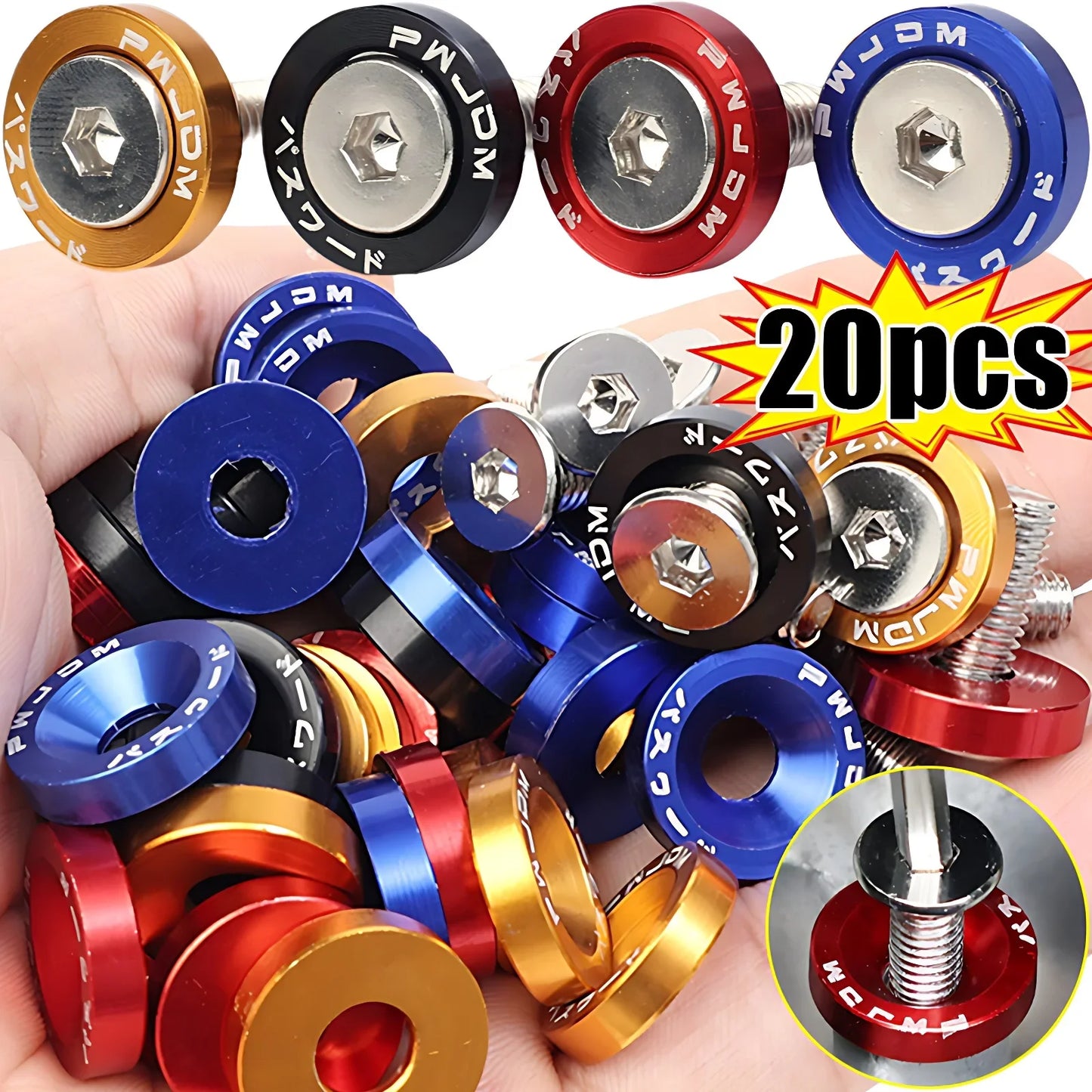 M6 Bolt Set JDM Fender Washers Bumper Engine Car Modification Gasket Screw Fender Aluminum Concave Screws Hex Fastener for Honda