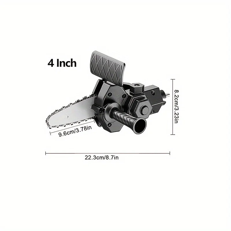 4/6“Mini Chainsaw Drill Conversion Electric Handheld Lawn Garden Saw Woodworking Log Cutting Home Use Portable Power Tool