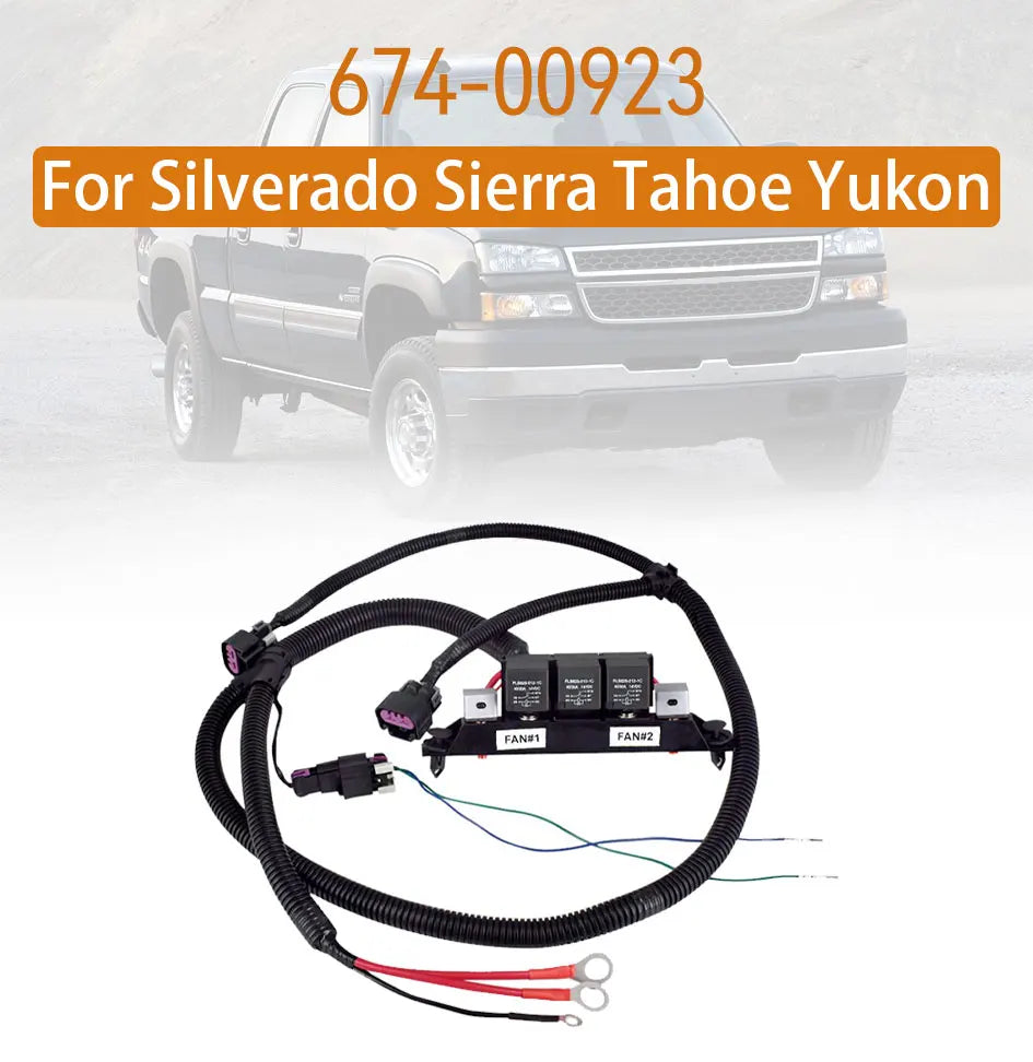 674-00923 JCTFN22 Electric Dual Fan Control Wiring Harness Fits for Chevy Silverado Tahoe GMC Sierra Yukon Replaces 67400923