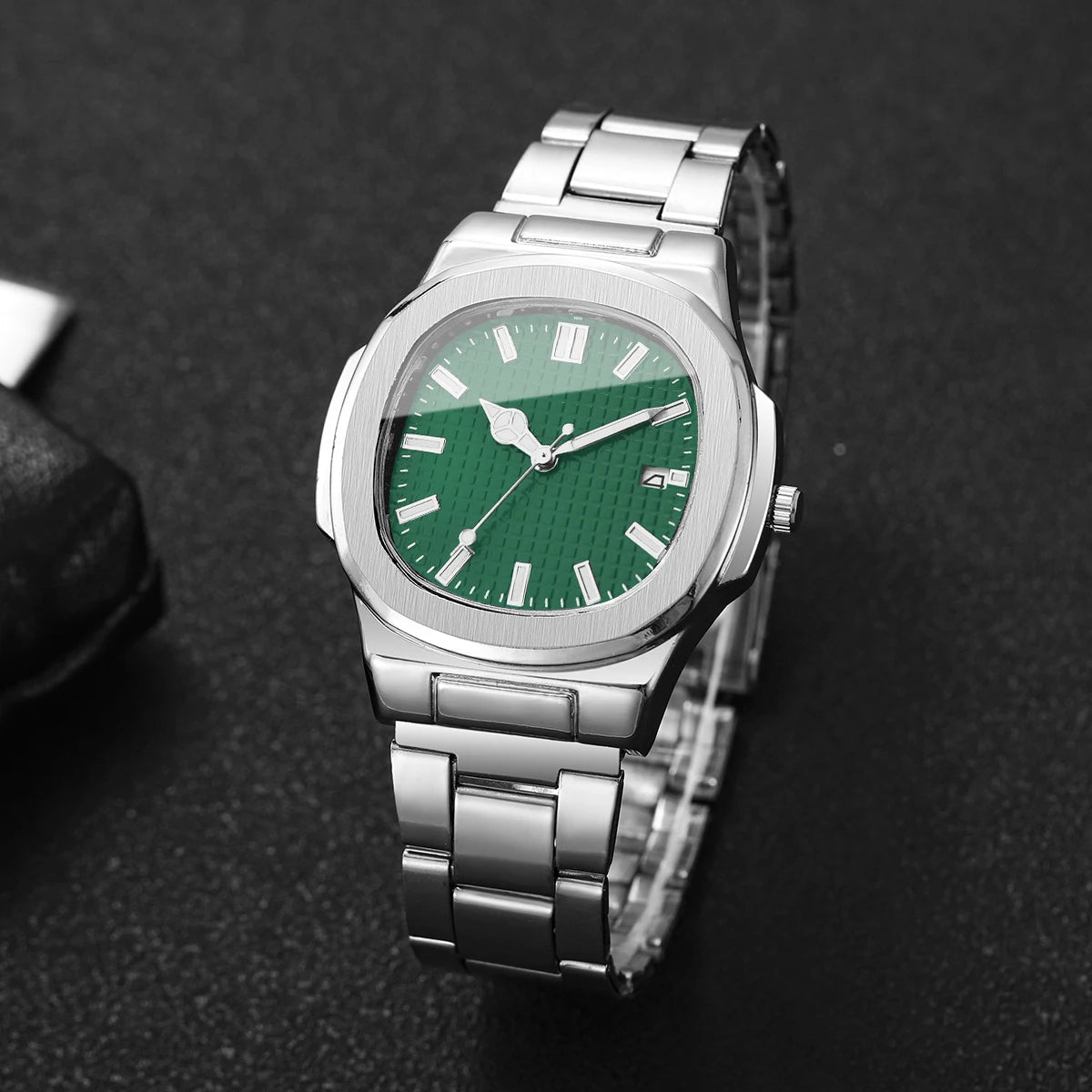 Men's Square Quartz Watch with Calendar – Minimalist Business Dress Watch
