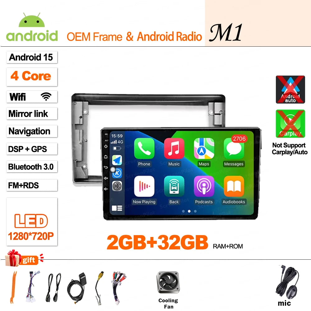 For Toyota Avensis T25 2002 - 2008 Android 16 Multimedia Video Player 2 din GPS Navigation Mirror Link  Wireless Android Auto 5G