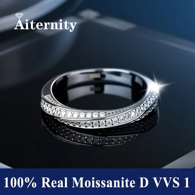 Moissanite V-Shape Ring – 925 Silver Engagement Band