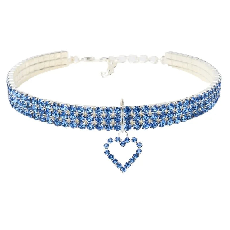 Cat Dog Collar Three Row Elastic Rhinestone Pet Collars Love Decoration Necklace Puppy Small Pet Cat Collar