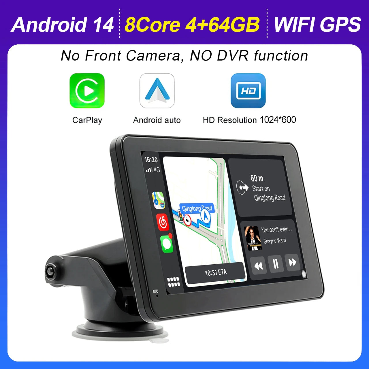 7" Universal Car Stereo with Apple CarPlay & Android Auto (with Rear Camera)