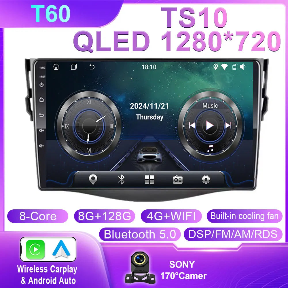 Android Carplay Auto For Toyota RAV4 Rav 4 2005 - 2009 2010 2011 2012 2013 Car Radio Multimedia GPS Player Stereo WIFI 4G BT DSP