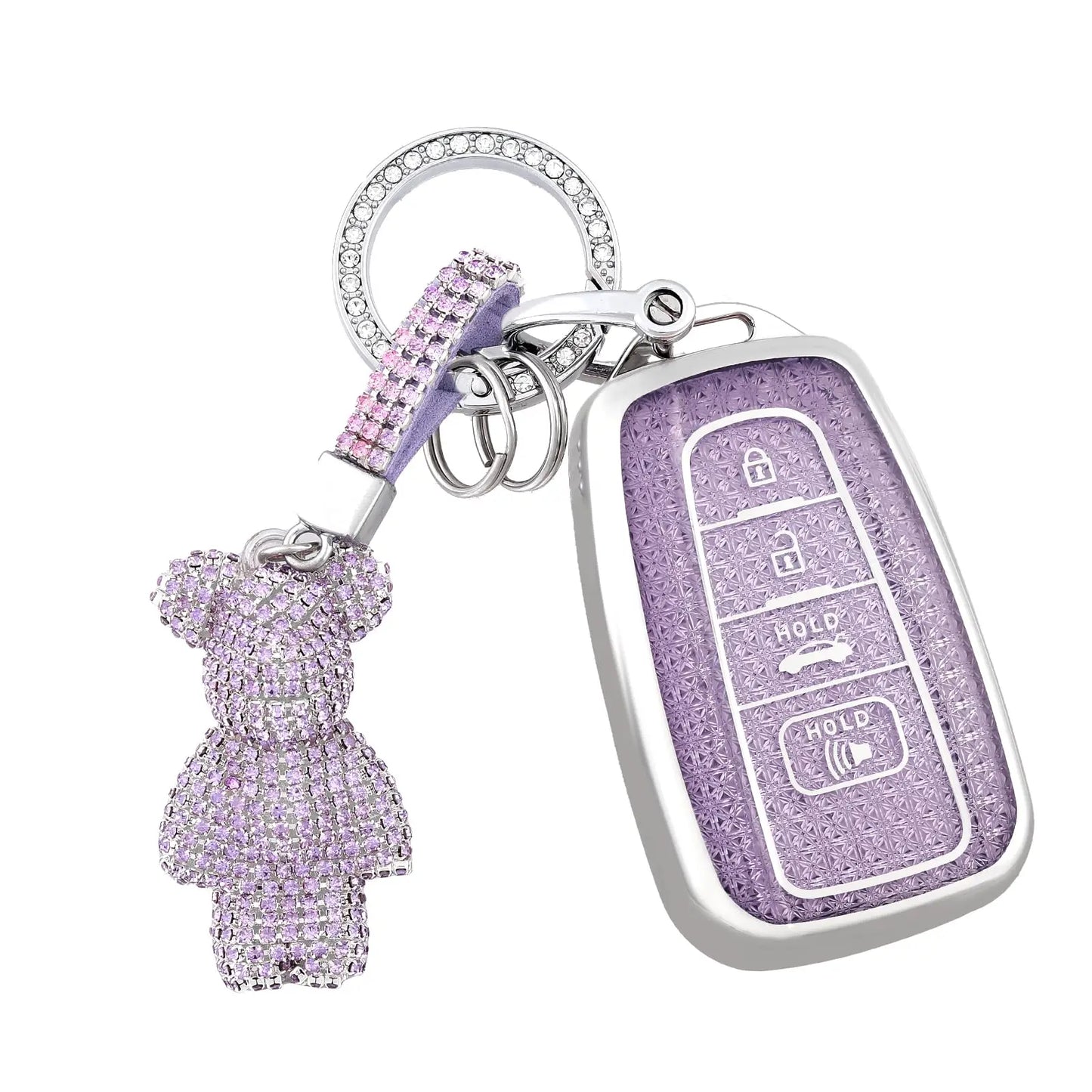 for Toyota Key Fob Cover with Bear Keychain Soft TPU Key Case Protection For Toyota RAV4 Camry Corolla 4Runner Highlander Prius