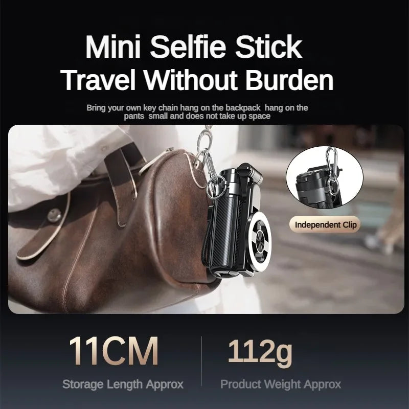 Magnetic Phone Holder 360° Rotation Pocket Selfie Stick With Bluetooth Remote Adjustable Desktop Stand for Live Streaming Vlog
