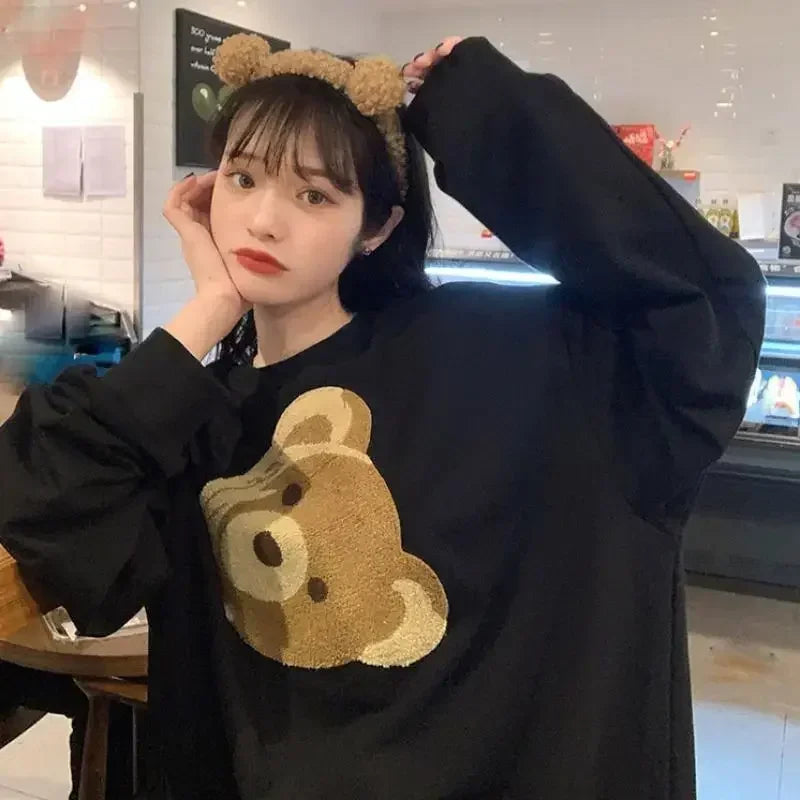 Women T shirts four seasons Woman clothing Y2k Top Sweatshirt 2026 korean Fashion Long Sleeves Tee Loose Couple Graphic T-shirt