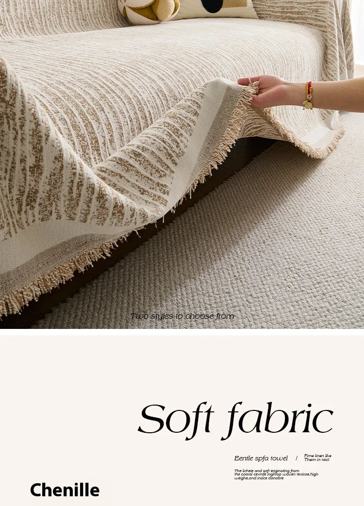 Luxury Sofa Cover L-Shaped Couches Chenille Reversible Stretchable Sofa Protector Slipcover Non-Slip All-Season Couch Blanket