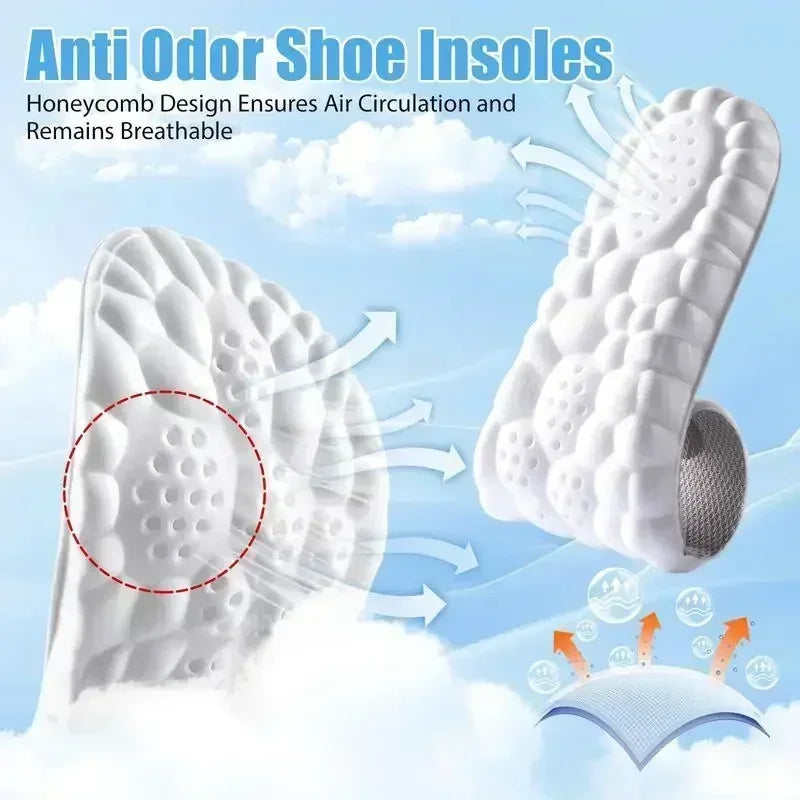 4D Cloud Air Cushion Insoles – Memory Foam + Acupressure Massage | Sweat-Absorbent Comfort Insoles