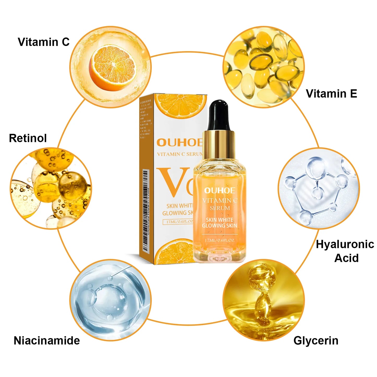3-in-1 Facial Serum,Vitamin C&Retinol&Hyaluronic Acid,Even-Toned Complexion,Combats Dullness, Brightens & Refines Pores 17ml