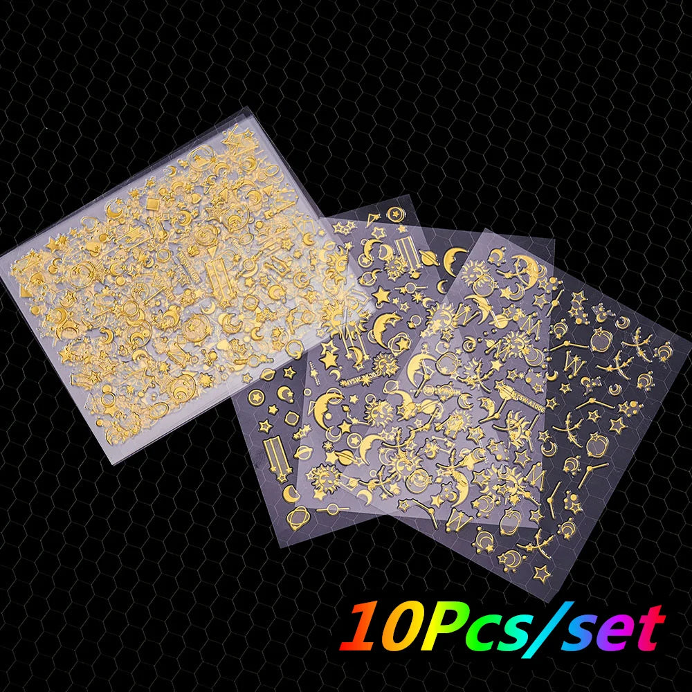 12Pcs/set Laser Silver Snowflake Nail Stickers Set  3D Winter Elk Snowflake Nail Art Decoration DIY Holographic Snowflake Slider