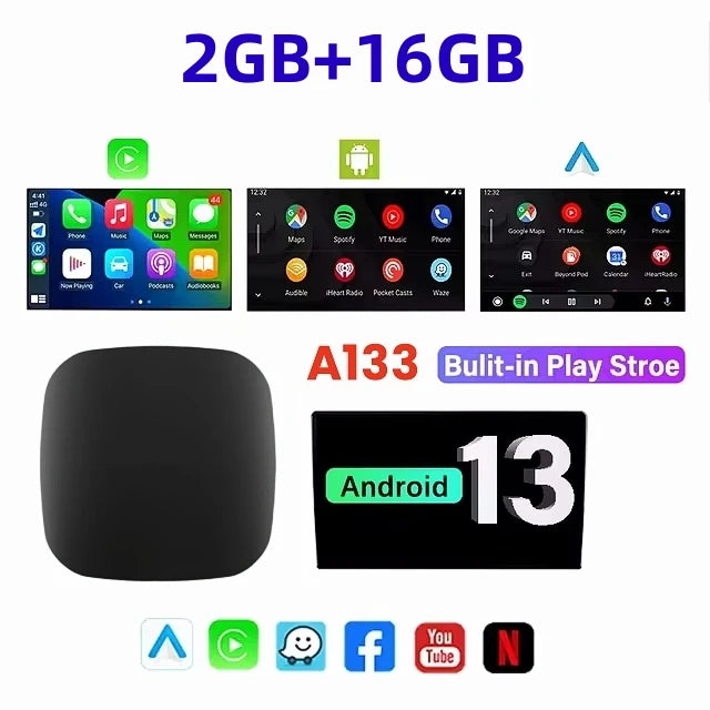 3-in-1 Wireless CarPlay & Android Auto AI Box (Android TV)