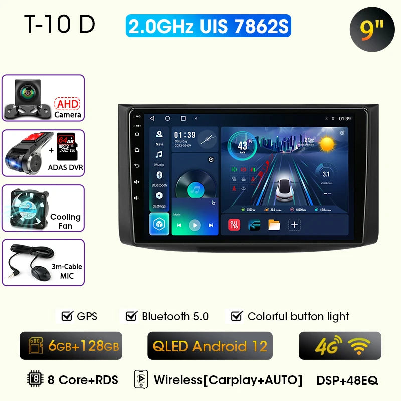 JMCQ Car Radio For Chevrolet Aveo 2006 2007 2008 2009 2010 2011 2012 2din Android12 Carplay Multimidia Video Player Head Unit