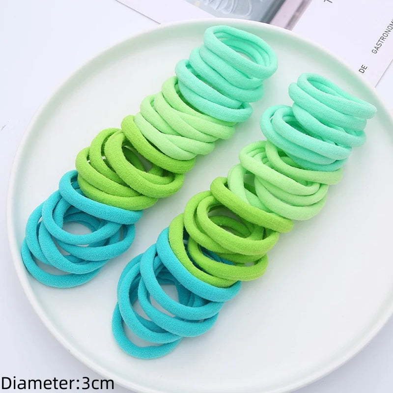 50pcs Black Elastic Hair Band Leagues Ties Colets Scrunchies Springs Gum Accessory For Girl Women No Damage Pigtails Holder Set