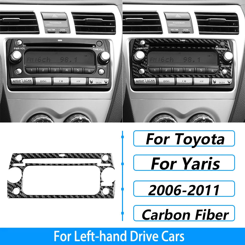 For Toyota Yaris 2006-2011 Carbon Fiber Central Control AC CD Air Outlet Gear Shift Panel Cover Trim Set Car Accessories Sticker