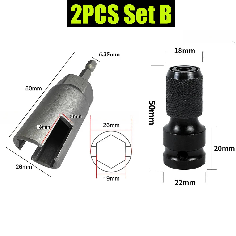 80/65mm 1/4” Hex Shank Wing Nut Driver Set Slot Wing Nuts Drill Bit Socket Wrenches Powerful Socket Inner Hexagonal Wrench